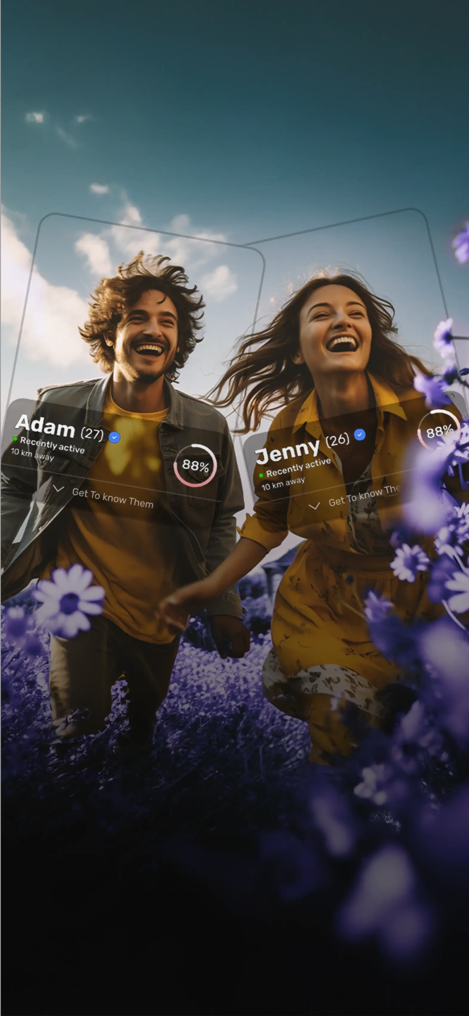 Mobile hero image showing romantic connection through DNA-based matching on Lovster