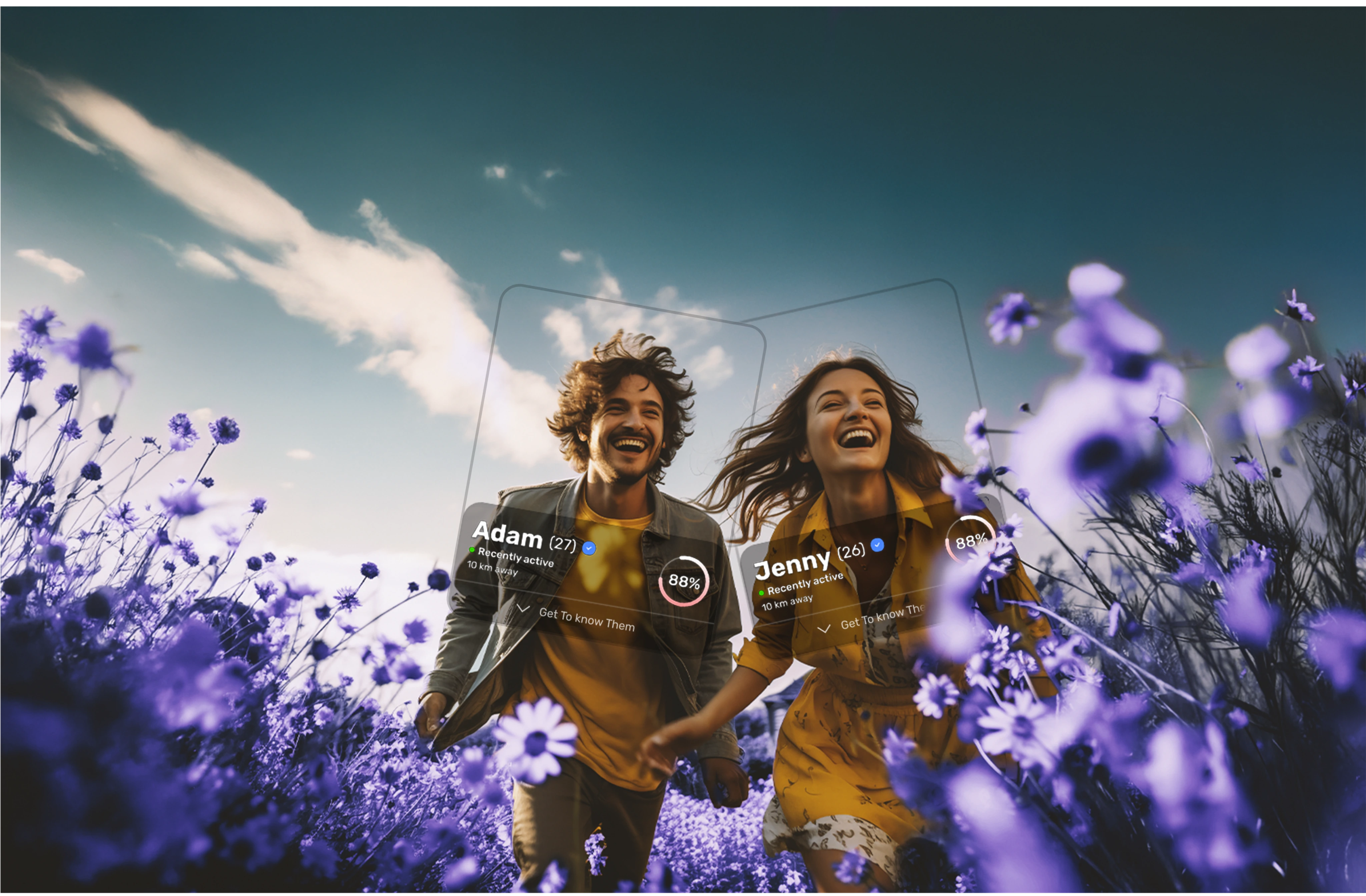 Romantic sunset beach scene with couple silhouette - Lovster DNA dating hero background